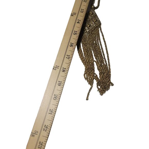 Stella & Dot Retired Makena Golden Tassel Pendant Rope‎ Necklace Fretwork - Picture 6 of 7